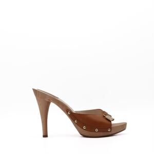 Dior Vintage Y2K Wood Clog Turnlock Heels Size 39